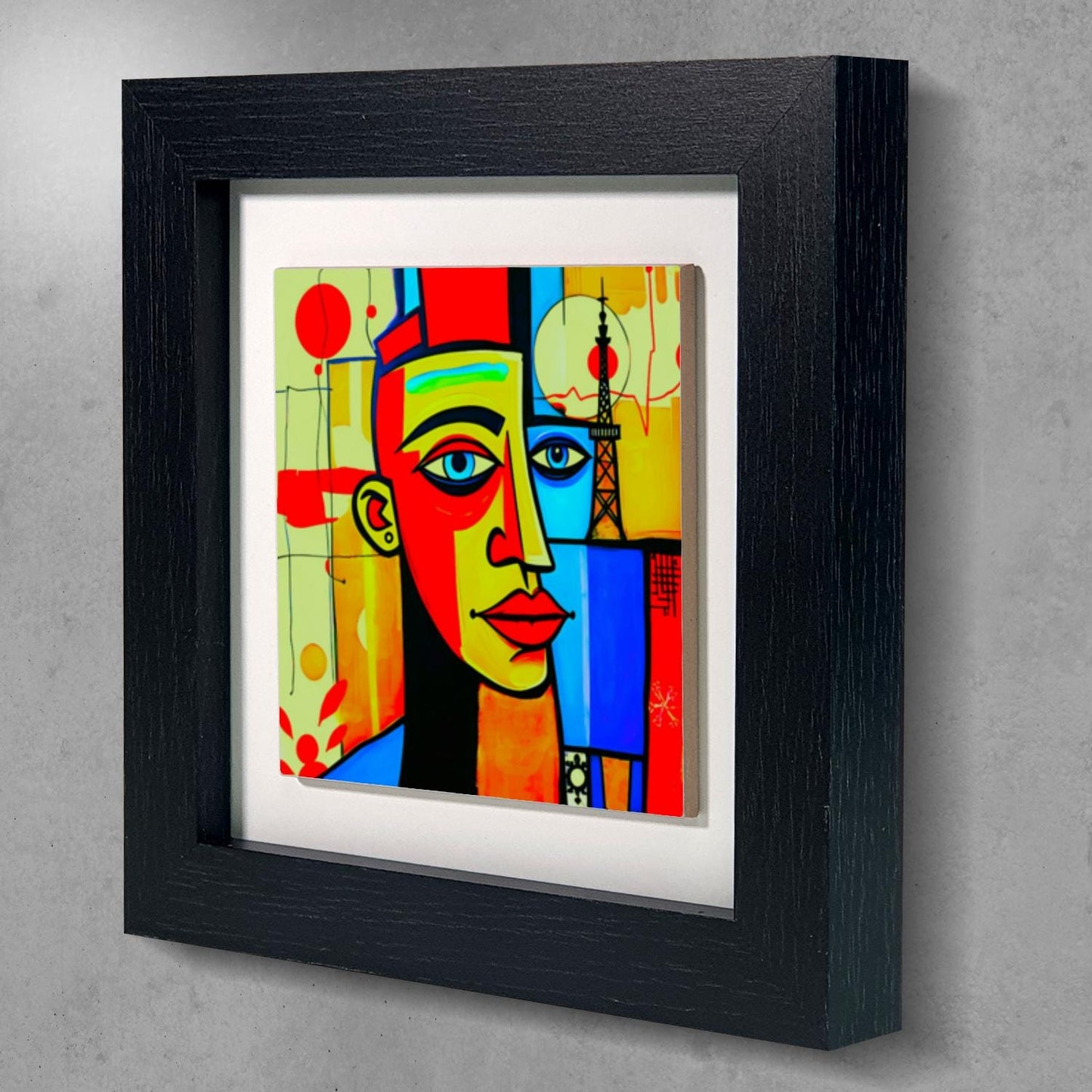 Abstract Man 1, Ceramic Artwork, Framed In Black Or White, Unique Gift Idea, Ready To Hang Or Freestanding...