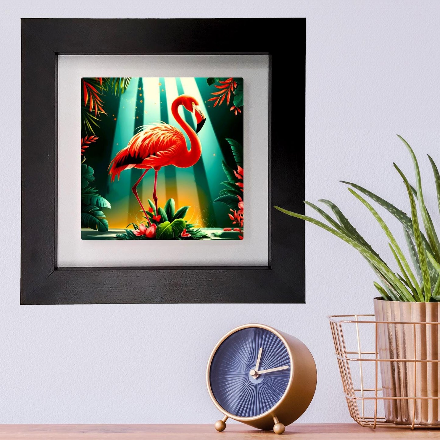 Flamingo 3, Ceramic Artwork, Framed In Black Or White, Unique Gift Idea, Ready To Hang Or Freestanding...