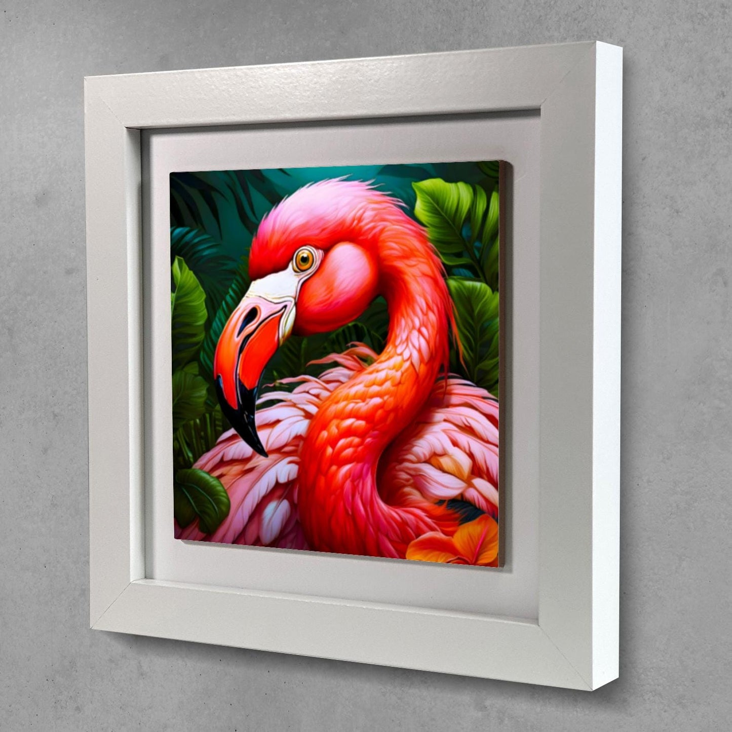 Flamingo 2, Ceramic Artwork, Framed In Black Or White, Unique Gift Idea, Ready To Hang Or Freestanding...