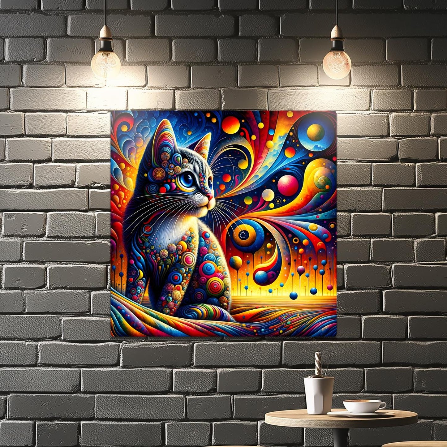 Abstract Cat No.1, Printed On Steel, Unique Image, Highly Detailed, Vivid Colours, A Gift That Lasts Forever.
