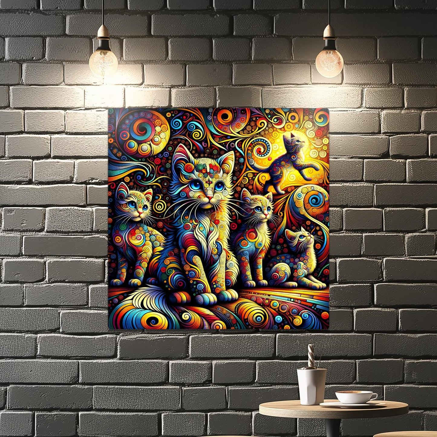 Abstract Cat No.2, Printed On Steel, Unique Image, Highly Detailed, Vivid Colours, A Gift That Lasts Forever.