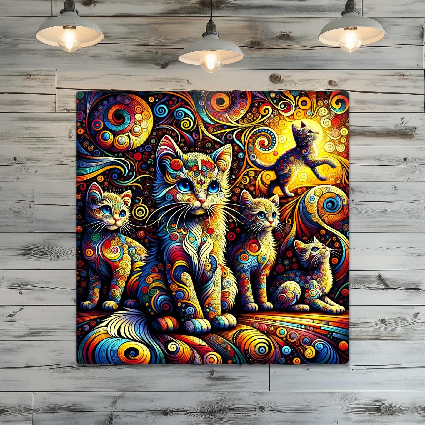 Abstract Cat No.2, Printed On Steel, Unique Image, Highly Detailed, Vivid Colours, A Gift That Lasts Forever.