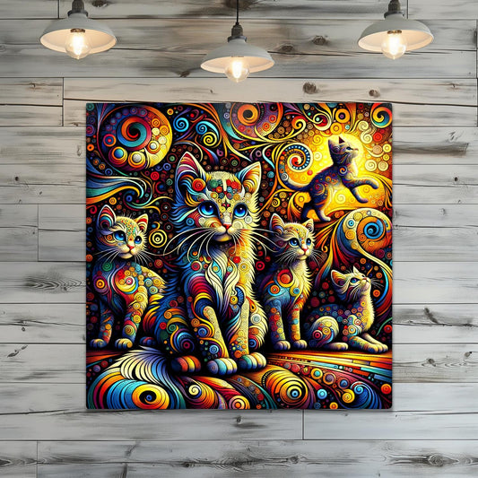 Abstract Cat 2, Printed On Gloss Aluminium To Enhance Colour And Detail, A Unique Gift That Will Lasts Forever...