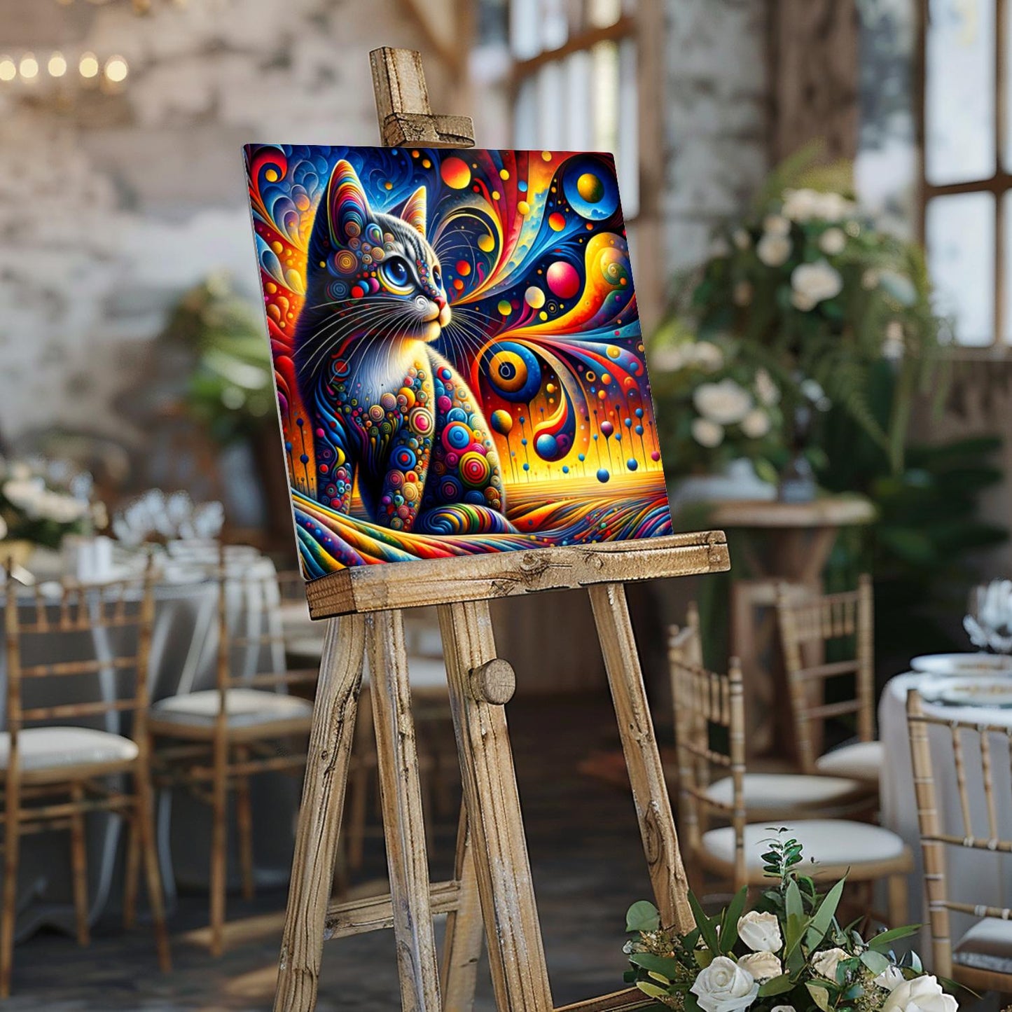 Abstract Cat No.1, Printed On Steel, Unique Image, Highly Detailed, Vivid Colours, A Gift That Lasts Forever.