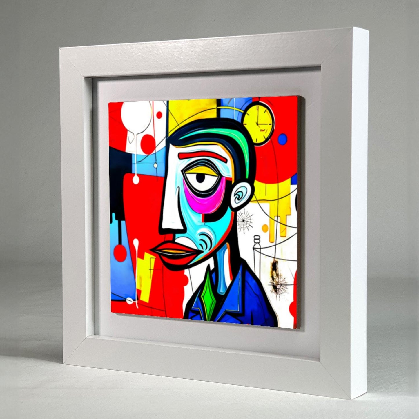 Abstract Man 4, Ceramic Artwork, Framed In Black Or White, Unique Gift Idea, Ready To Hang Or Freestanding...