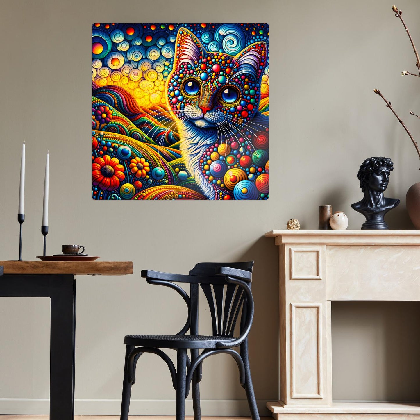 Abstract Cat No.3, Printed On Steel, Unique Image, Highly Detailed, Vivid Colours, A Gift That Lasts Forever.