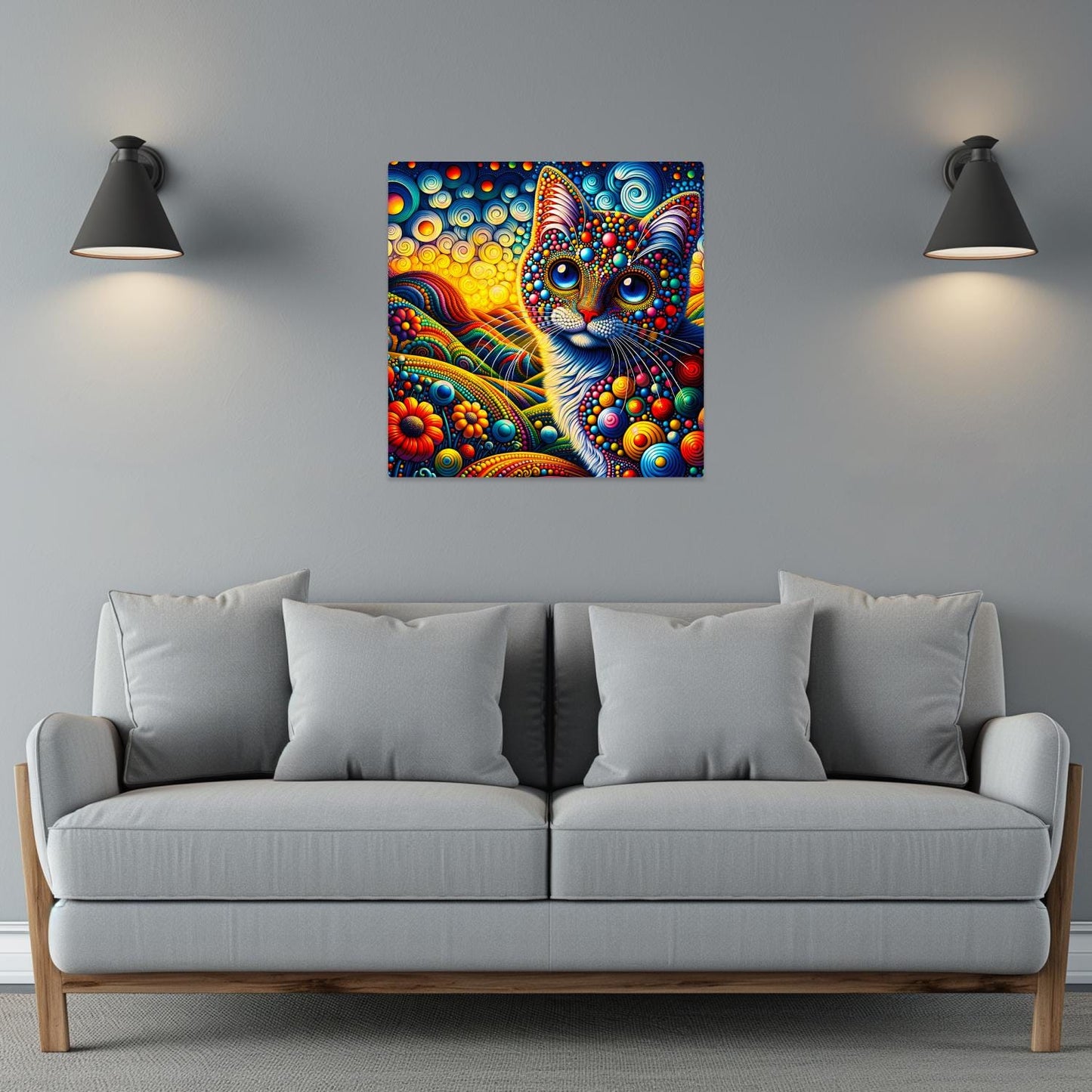 Abstract Cat No.3, Printed On Steel, Unique Image, Highly Detailed, Vivid Colours, A Gift That Lasts Forever.