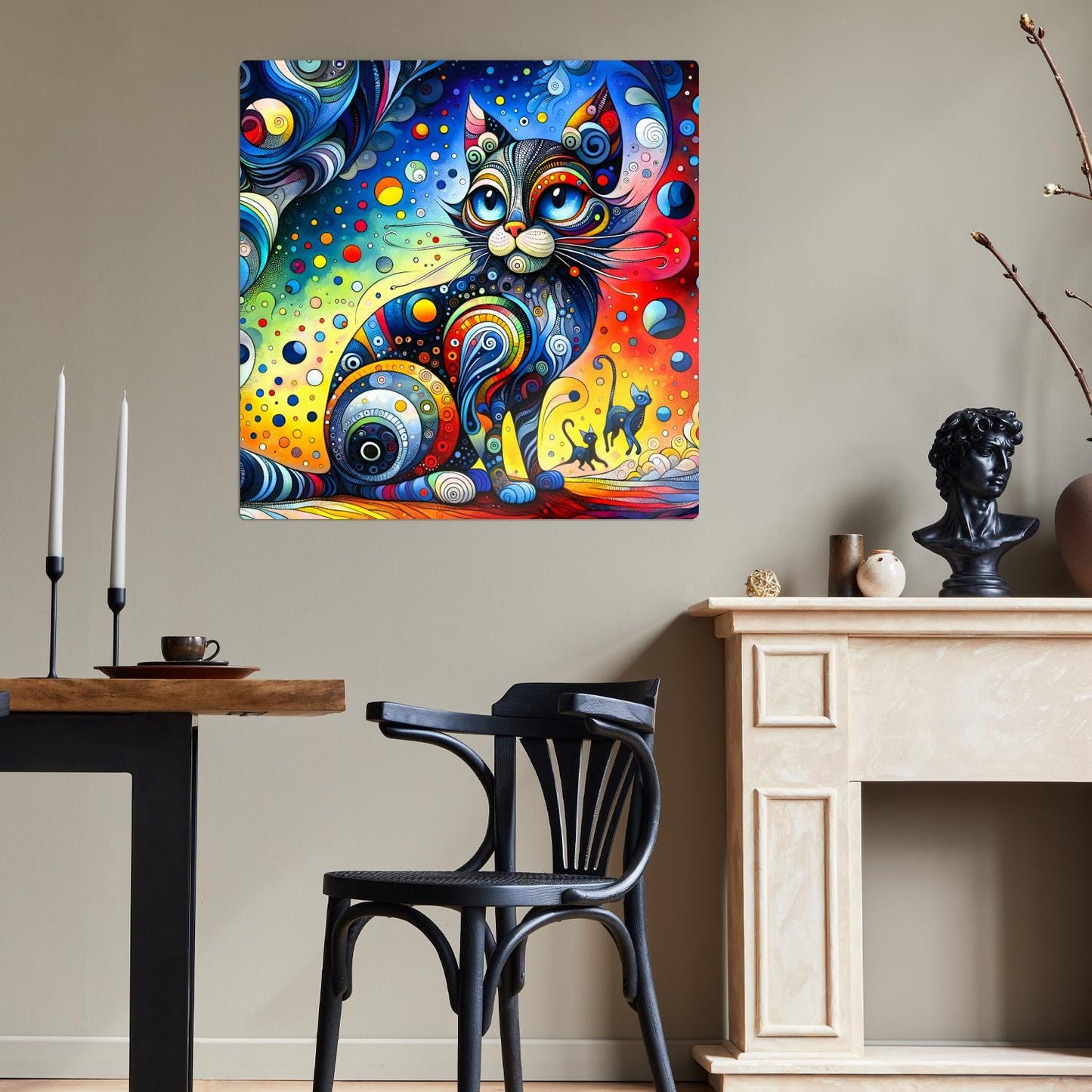 Abstract Cat No.4, Printed On Steel, Unique Image, Highly Detailed, Vivid Colours, A Gift That Lasts Forever.