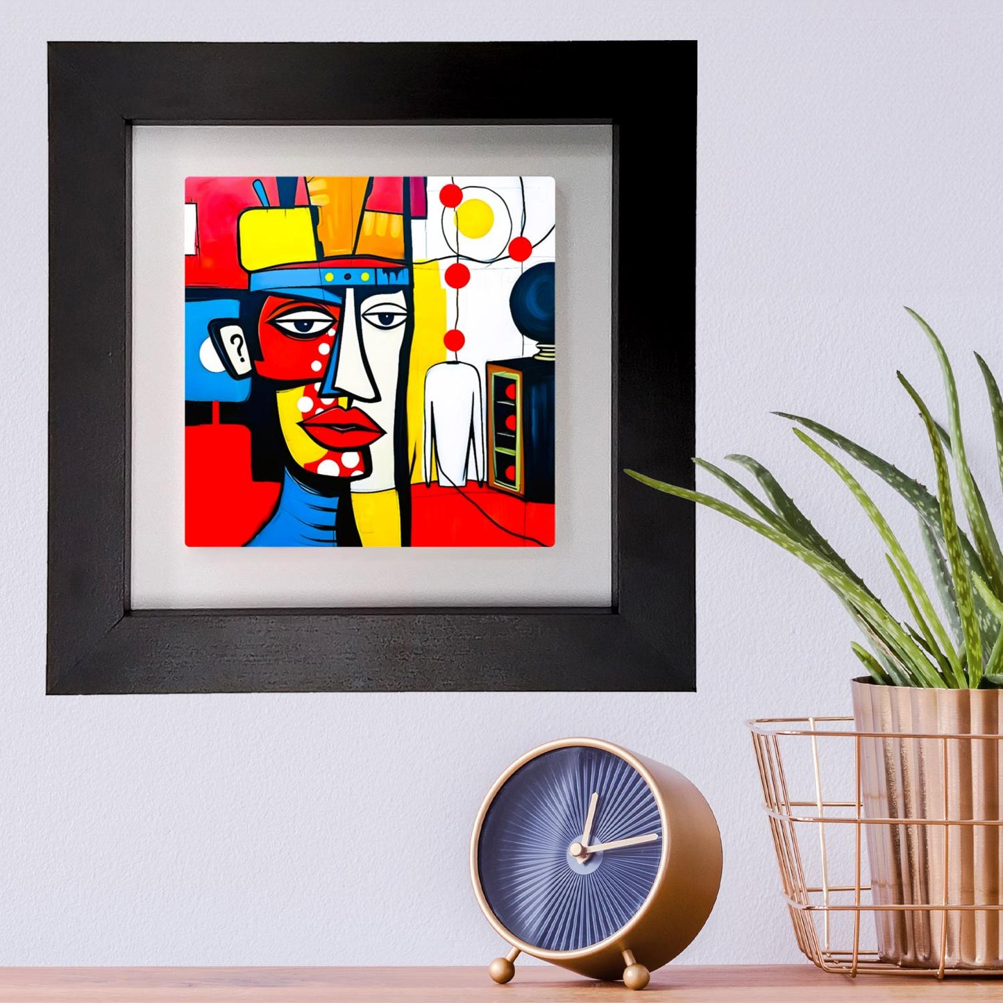 Abstract Man 3, Ceramic Artwork, Framed In Black Or White, Unique Gift Idea, Ready To Hang Or Freestanding...