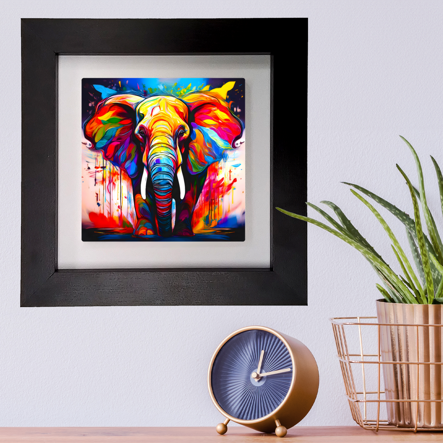 Elephant No.1, Framed Ceramic Tile Art, Frame Size: 15x15cm And 20x20cm, Unique Image, Vivid Colours, A Gift That Will Last A Lifetime...