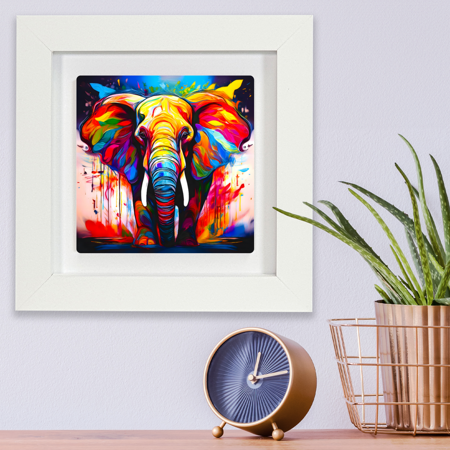 Elephant No.1, Framed Ceramic Tile Art, Frame Size: 15x15cm And 20x20cm, Unique Image, Vivid Colours, A Gift That Will Last A Lifetime...