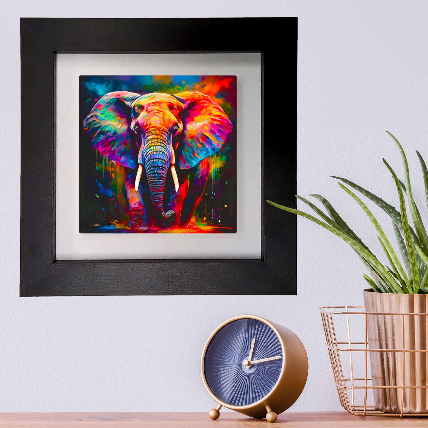 Elephant No.2, Framed Ceramic Tile Art, Frame Size: 15x15cm And 20x20cm, Unique Image, Vivid Colours, A Gift That Will Last A Lifetime...
