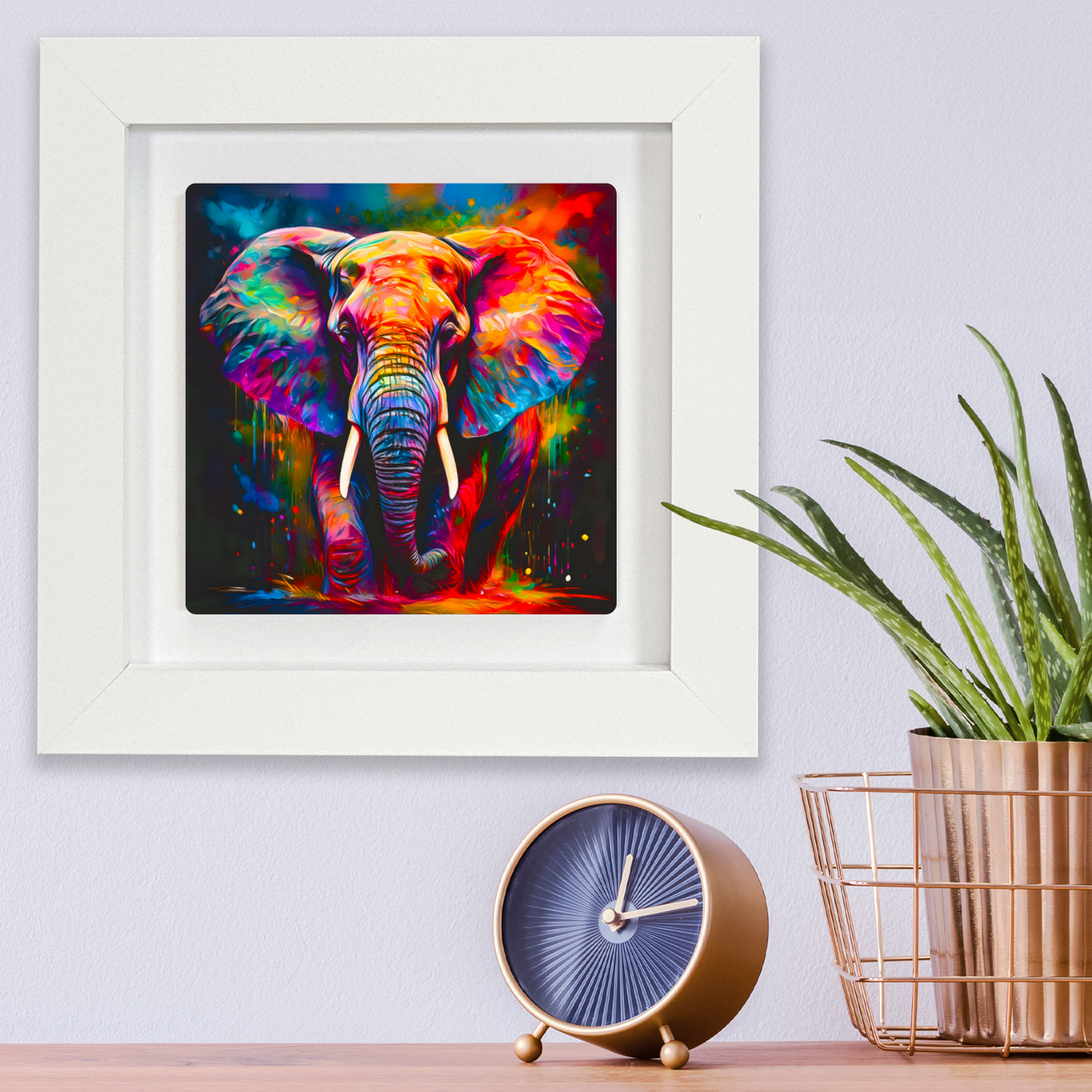 Elephant No.2, Framed Ceramic Tile Art, Frame Size: 15x15cm And 20x20cm, Unique Image, Vivid Colours, A Gift That Will Last A Lifetime...