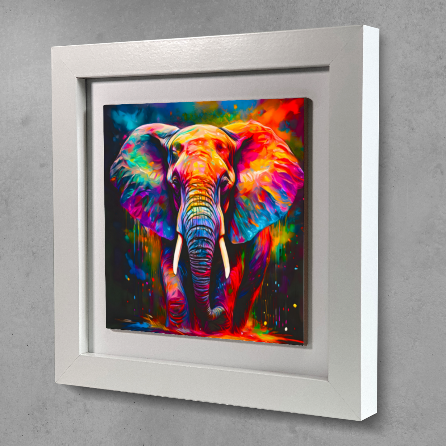 Elephant No.2, Framed Ceramic Tile Art, Frame Size: 15x15cm And 20x20cm, Unique Image, Vivid Colours, A Gift That Will Last A Lifetime...