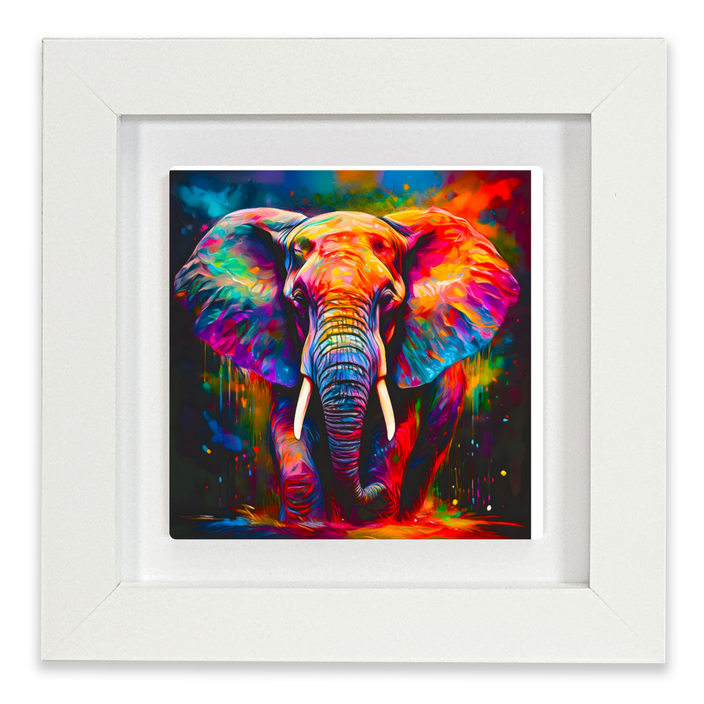Elephant No.2, Framed Ceramic Tile Art, Frame Size: 15x15cm And 20x20cm, Unique Image, Vivid Colours, A Gift That Will Last A Lifetime...