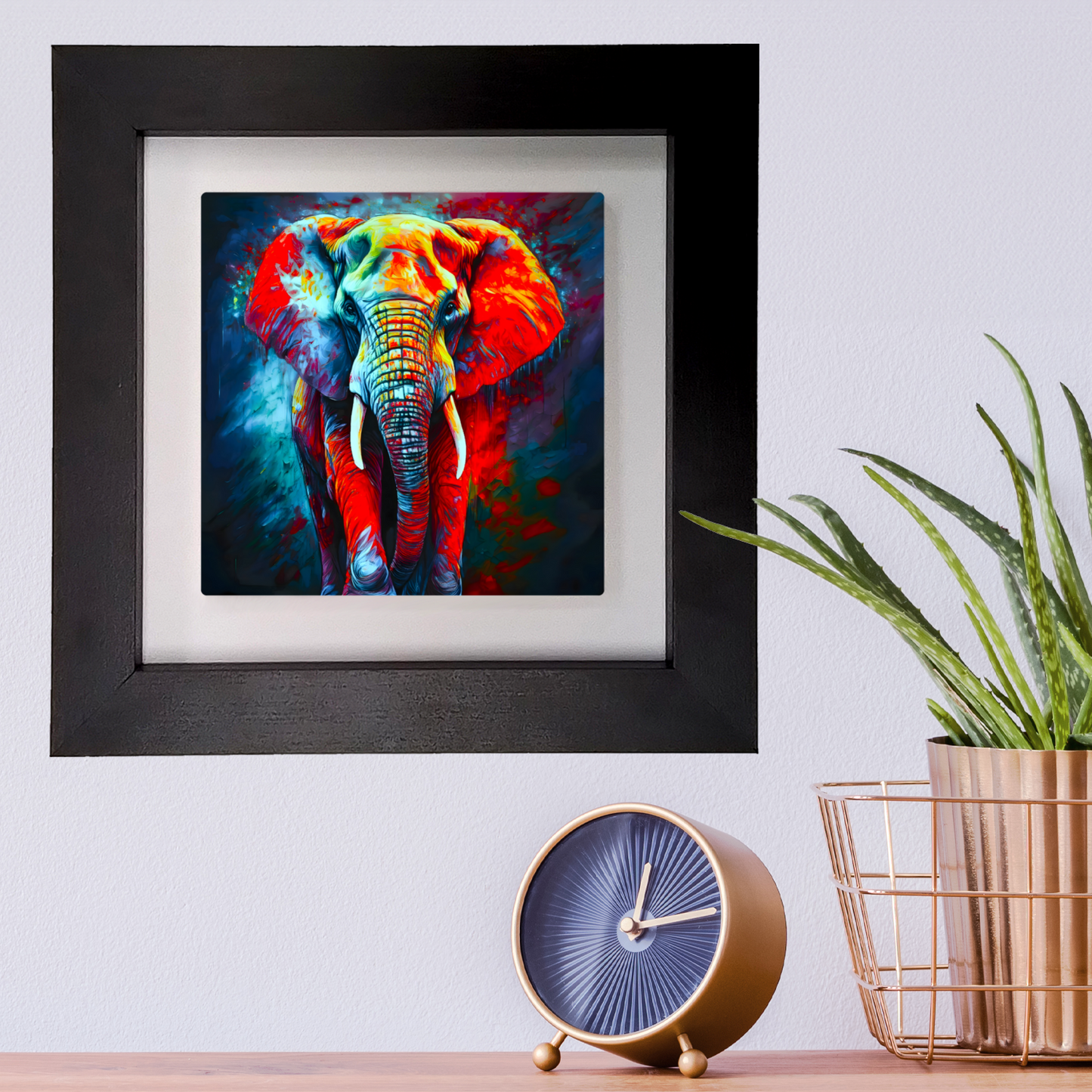Elephant No.3, Framed Ceramic Tile Art, Frame Size: 15x15cm And 20x20cm, Unique Image, Vivid Colours, A Gift That Will Last A Lifetime...