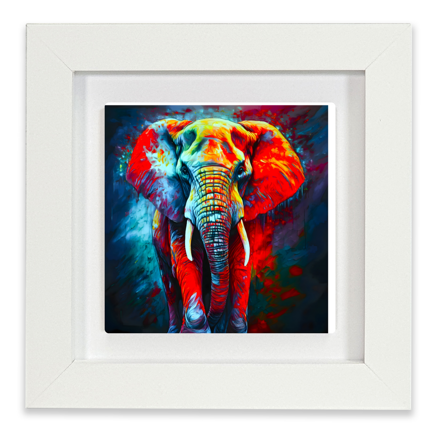 Elephant No.3, Framed Ceramic Tile Art, Frame Size: 15x15cm And 20x20cm, Unique Image, Vivid Colours, A Gift That Will Last A Lifetime...