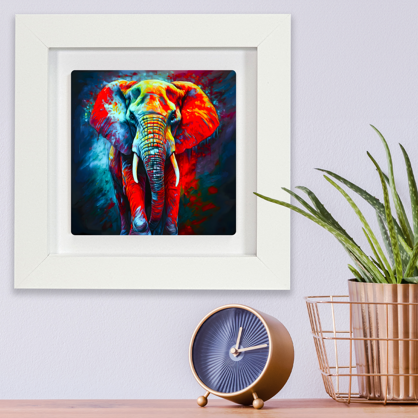 Elephant No.3, Framed Ceramic Tile Art, Frame Size: 15x15cm And 20x20cm, Unique Image, Vivid Colours, A Gift That Will Last A Lifetime...