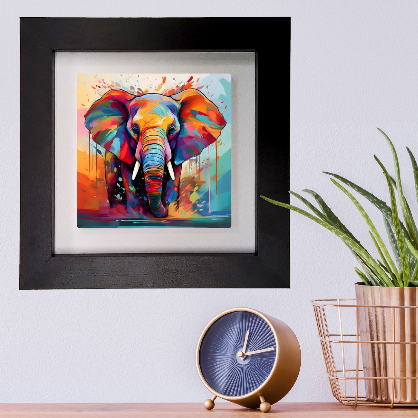 Elephant No.4, Framed Ceramic Tile Art, Frame Size: 15x15cm And 20x20cm, Unique Image, Vivid Colours, A Gift That Will Last A Lifetime...
