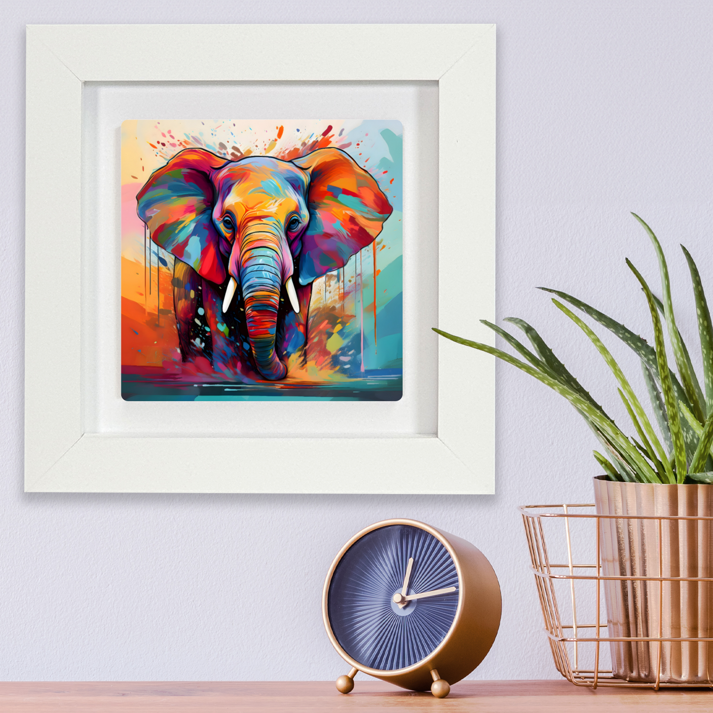 Elephant No.4, Framed Ceramic Tile Art, Frame Size: 15x15cm And 20x20cm, Unique Image, Vivid Colours, A Gift That Will Last A Lifetime...