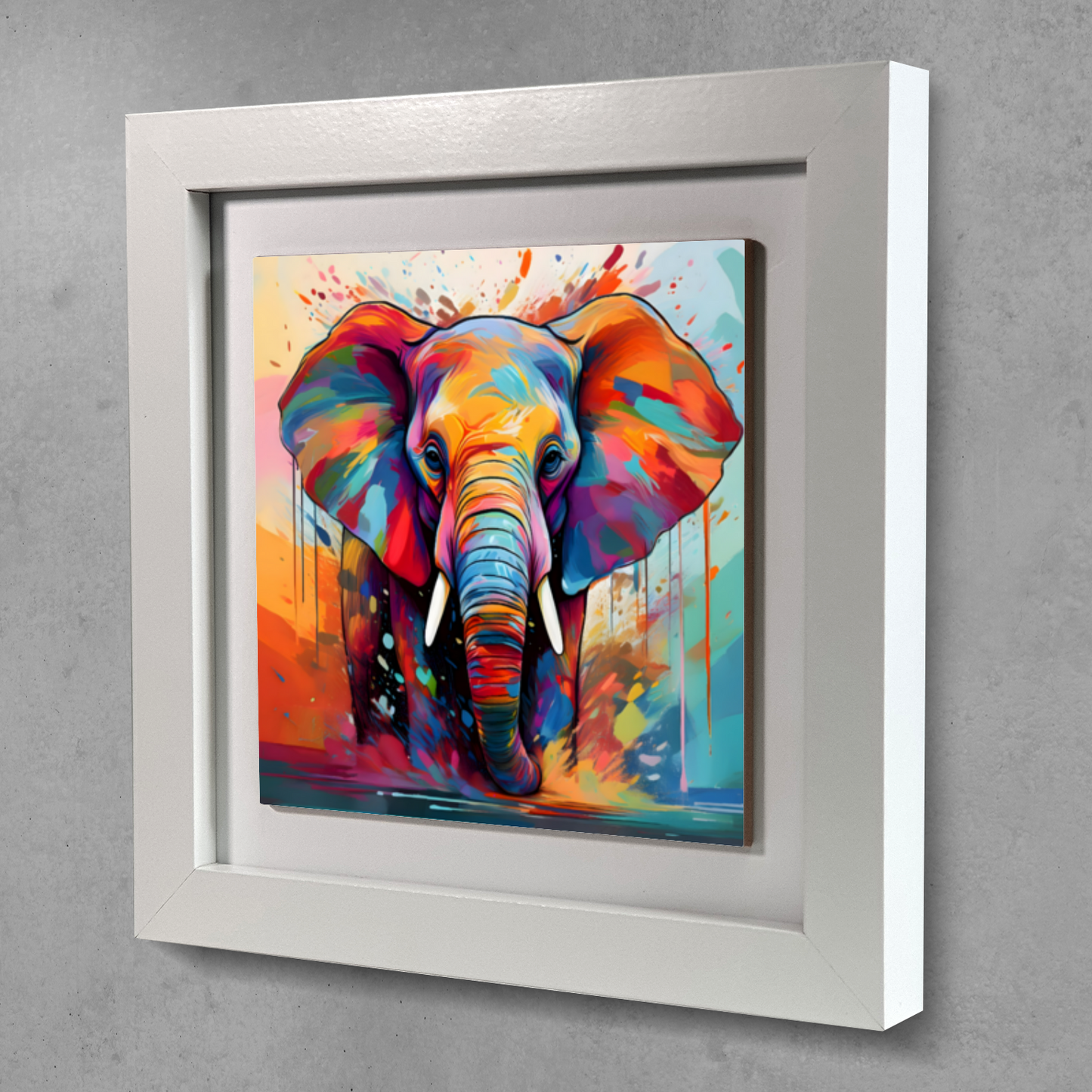 Elephant No.4, Framed Ceramic Tile Art, Frame Size: 15x15cm And 20x20cm, Unique Image, Vivid Colours, A Gift That Will Last A Lifetime...