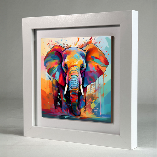 Elephant No.4, Framed Ceramic Tile Art, Frame Size: 15x15cm And 20x20cm, Unique Image, Vivid Colours, A Gift That Will Last A Lifetime...