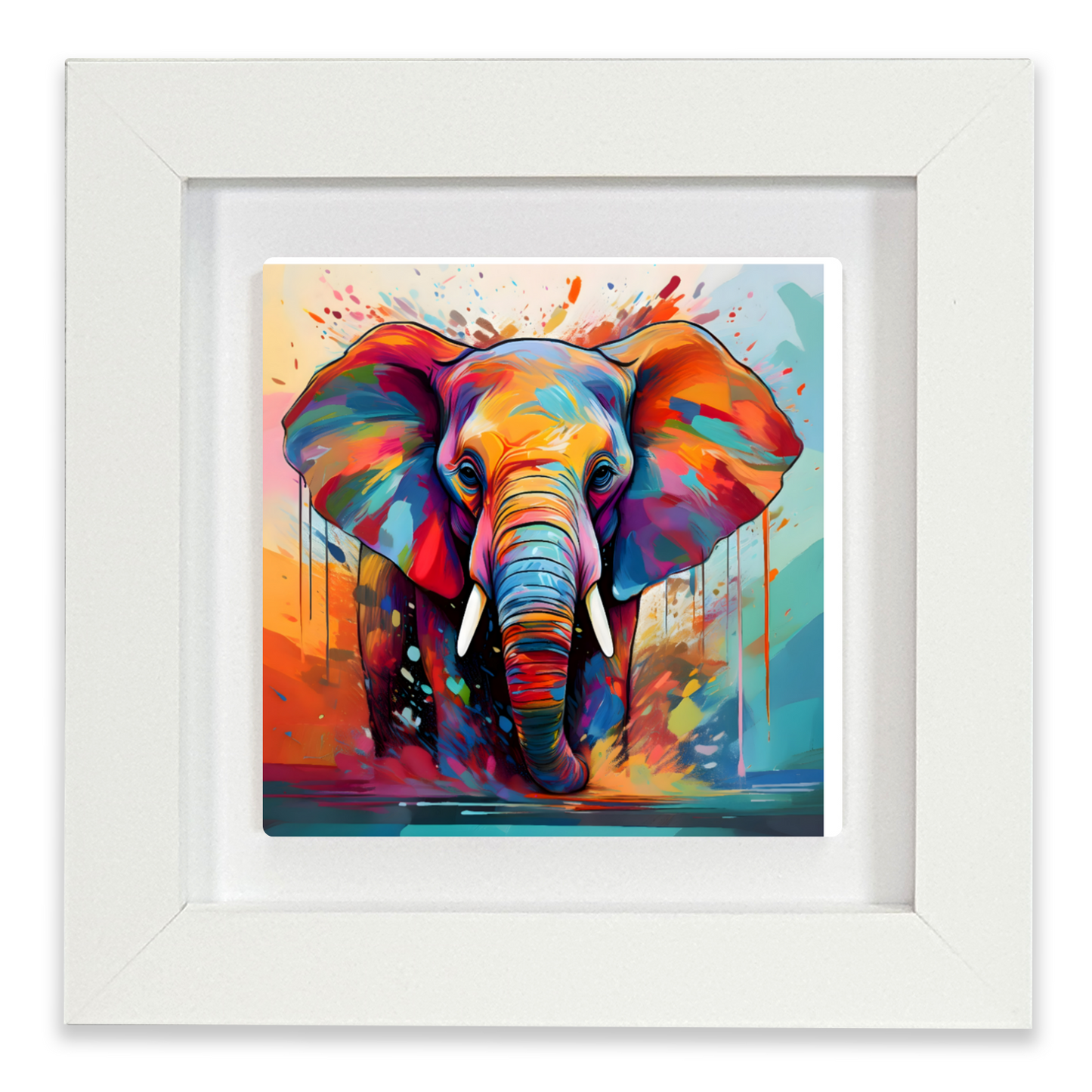 Elephant No.4, Framed Ceramic Tile Art, Frame Size: 15x15cm And 20x20cm, Unique Image, Vivid Colours, A Gift That Will Last A Lifetime...