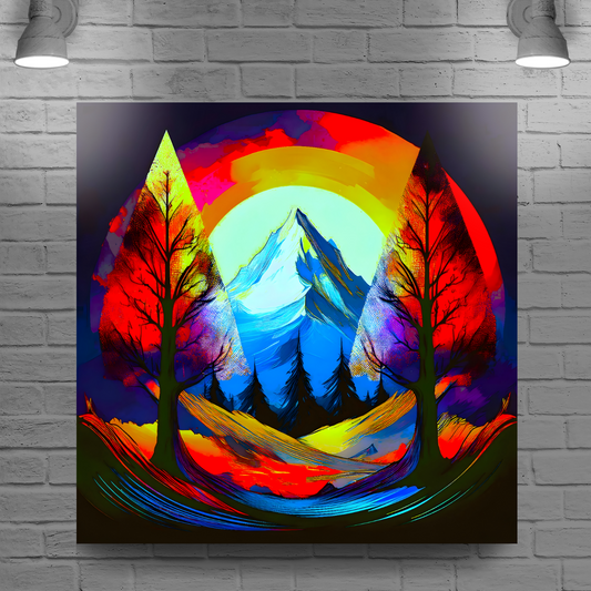 Circle Mountain 4, Brighten Your Walls With Canvas Art, Add Beauty And Warmth, Unique Image, A Great Gift Idea...