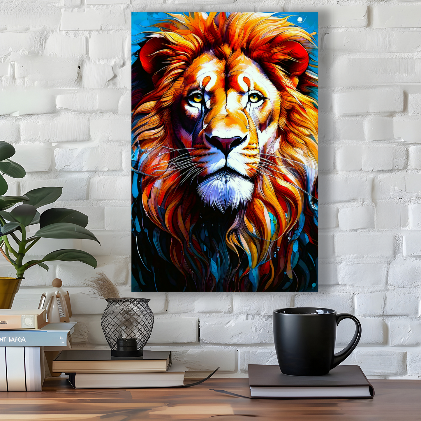 Lion Print No.2, Canvas Wall Art, Unique Image, Vivid Colours, Perfect Gift, Unique Wall Art, Art Is A gift For A Lifetime