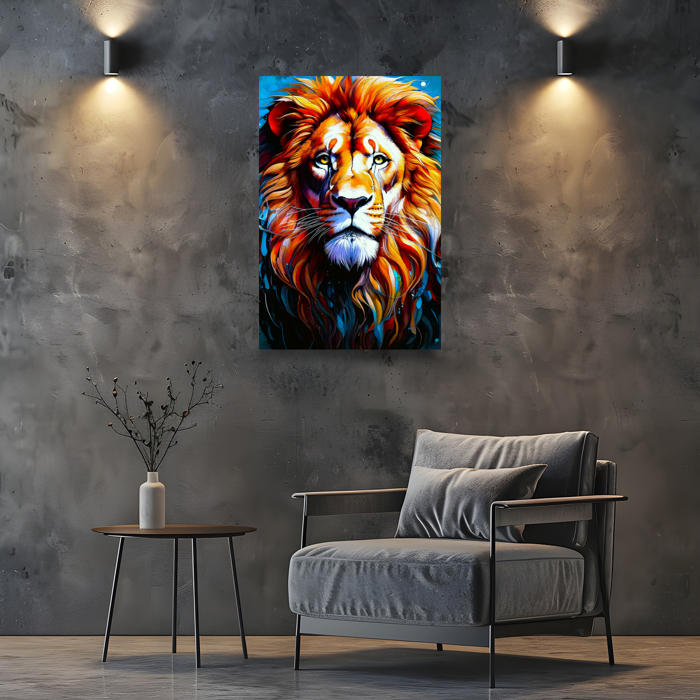 Lion Print No.2, Canvas Wall Art, Unique Image, Vivid Colours, Perfect Gift, Unique Wall Art, Art Is A gift For A Lifetime