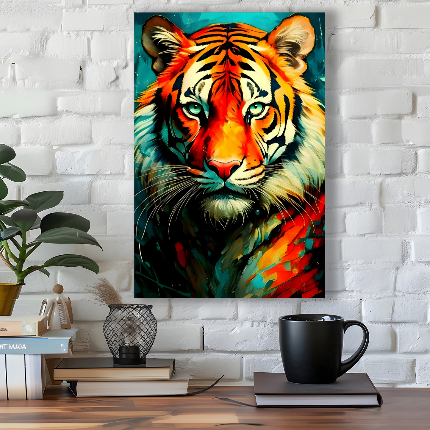 Tiger Print No.1, Canvas Wall Art, Unique Image, Vivid Colours, Perfect Gift, Unique Wall Art, Art Is A gift For A Lifetime