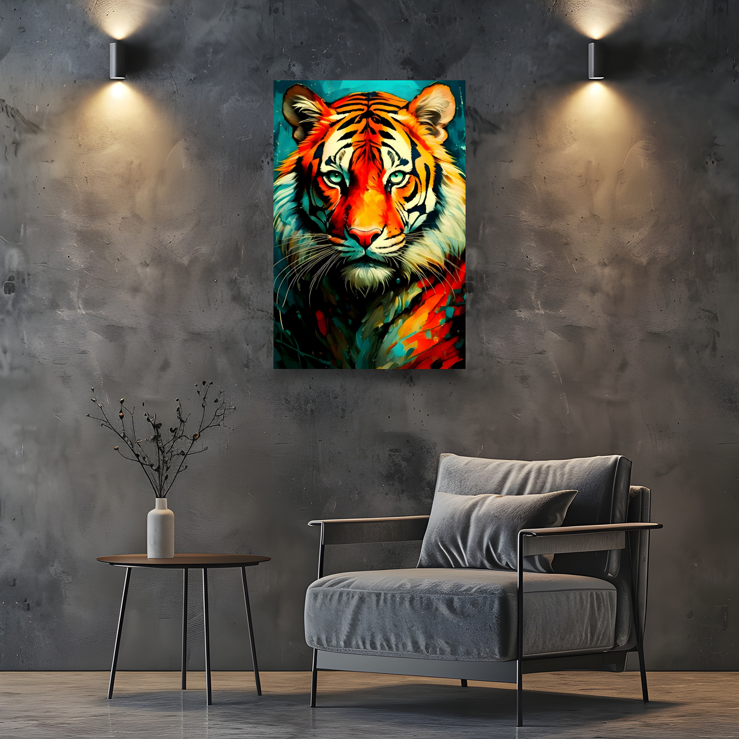 Tiger Print No.1, Canvas Wall Art, Unique Image, Vivid Colours, Perfect Gift, Unique Wall Art, Art Is A gift For A Lifetime