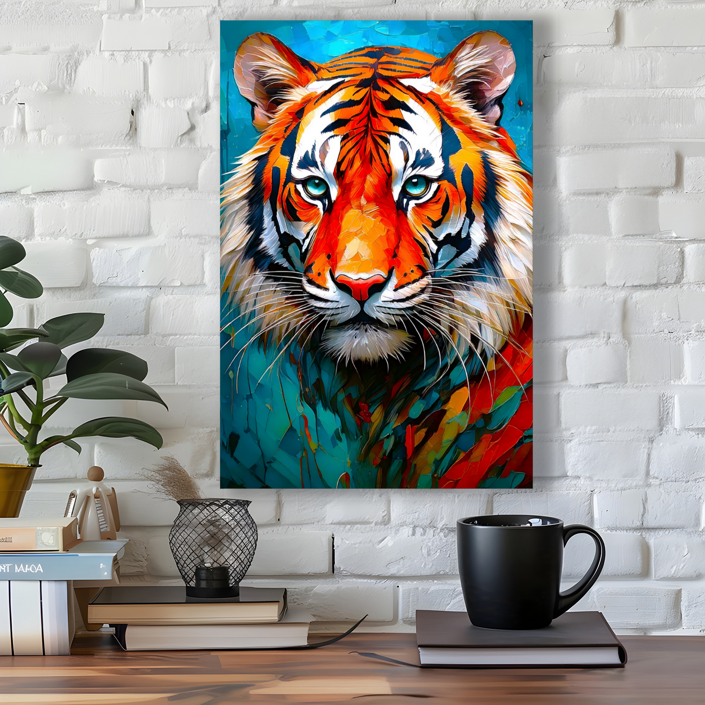 Tiger Print No.2, Canvas Wall Art, Unique Image, Vivid Colours, Perfect Gift, Unique Wall Art, Art Is A gift For A Lifetime