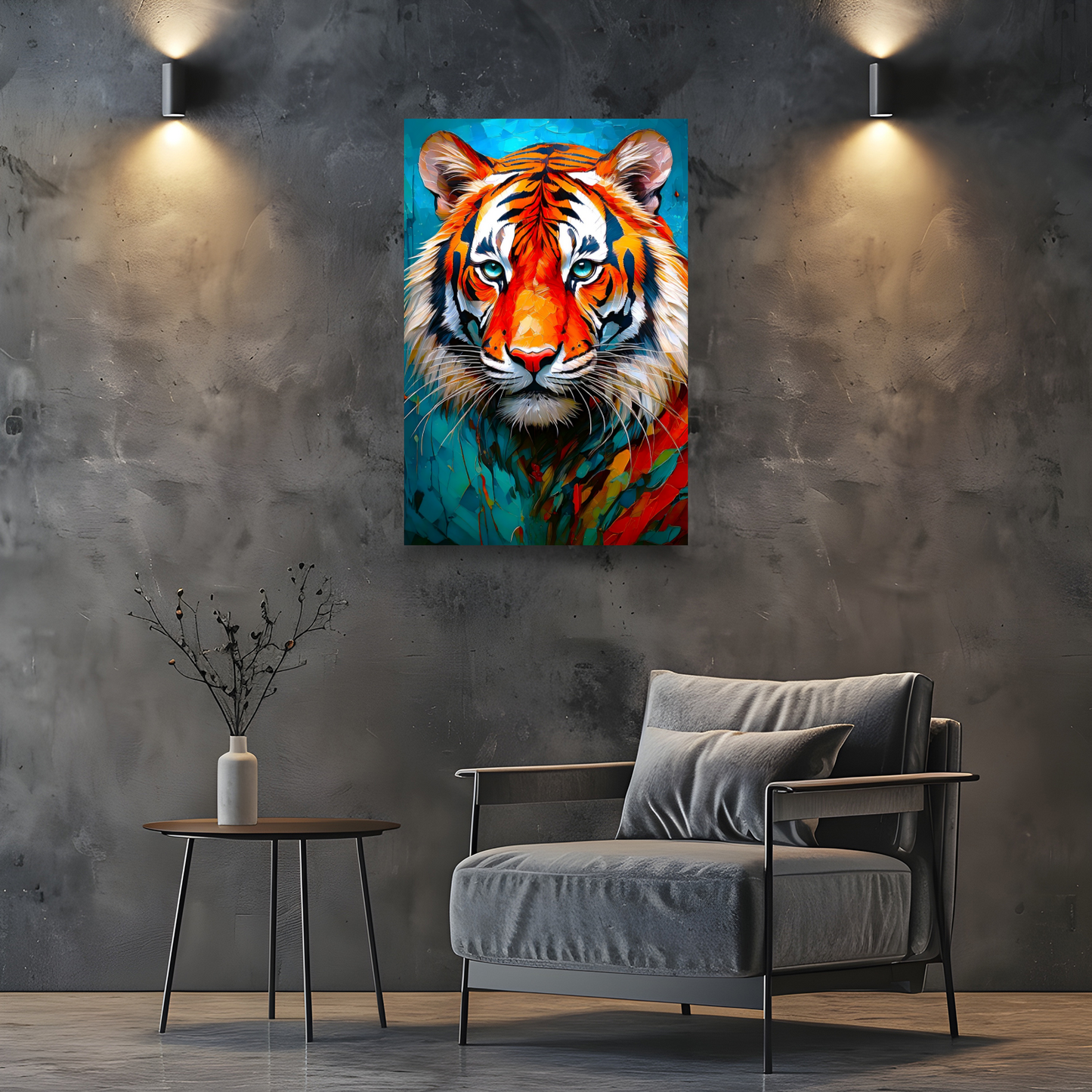 Tiger Print No.2, Canvas Wall Art, Unique Image, Vivid Colours, Perfect Gift, Unique Wall Art, Art Is A gift For A Lifetime