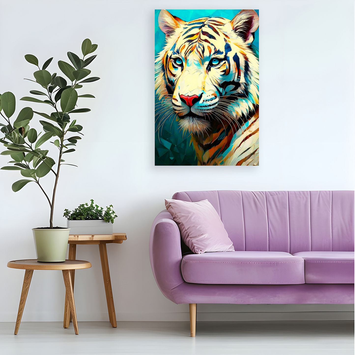 White Tiger Print No.1, Canvas Wall Art, Unique Image, Vivid Colours, Perfect Gift, Unique Wall Art, Art Is A gift For A Lifetime