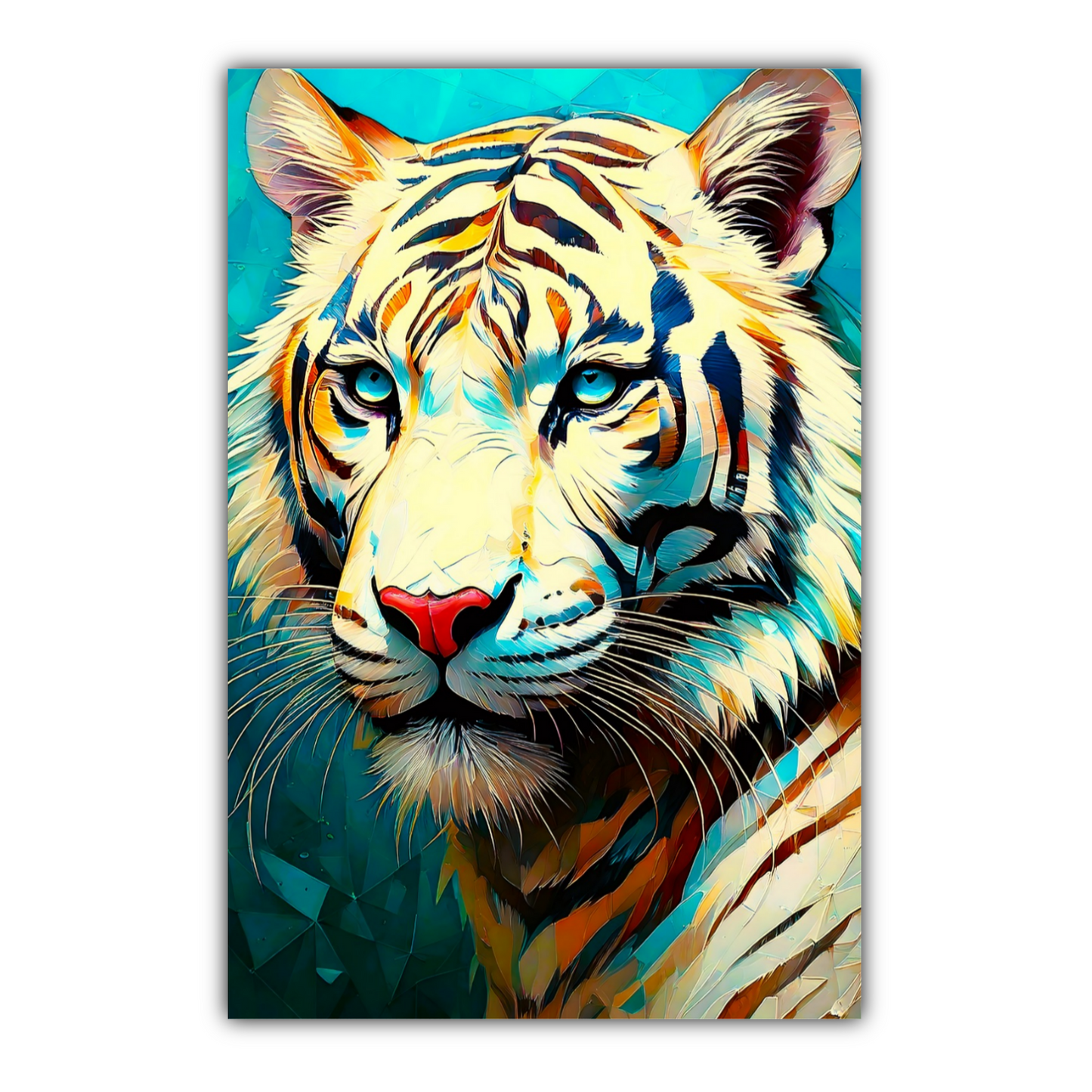 White Tiger Print No.1, Canvas Wall Art, Unique Image, Vivid Colours, Perfect Gift, Unique Wall Art, Art Is A gift For A Lifetime