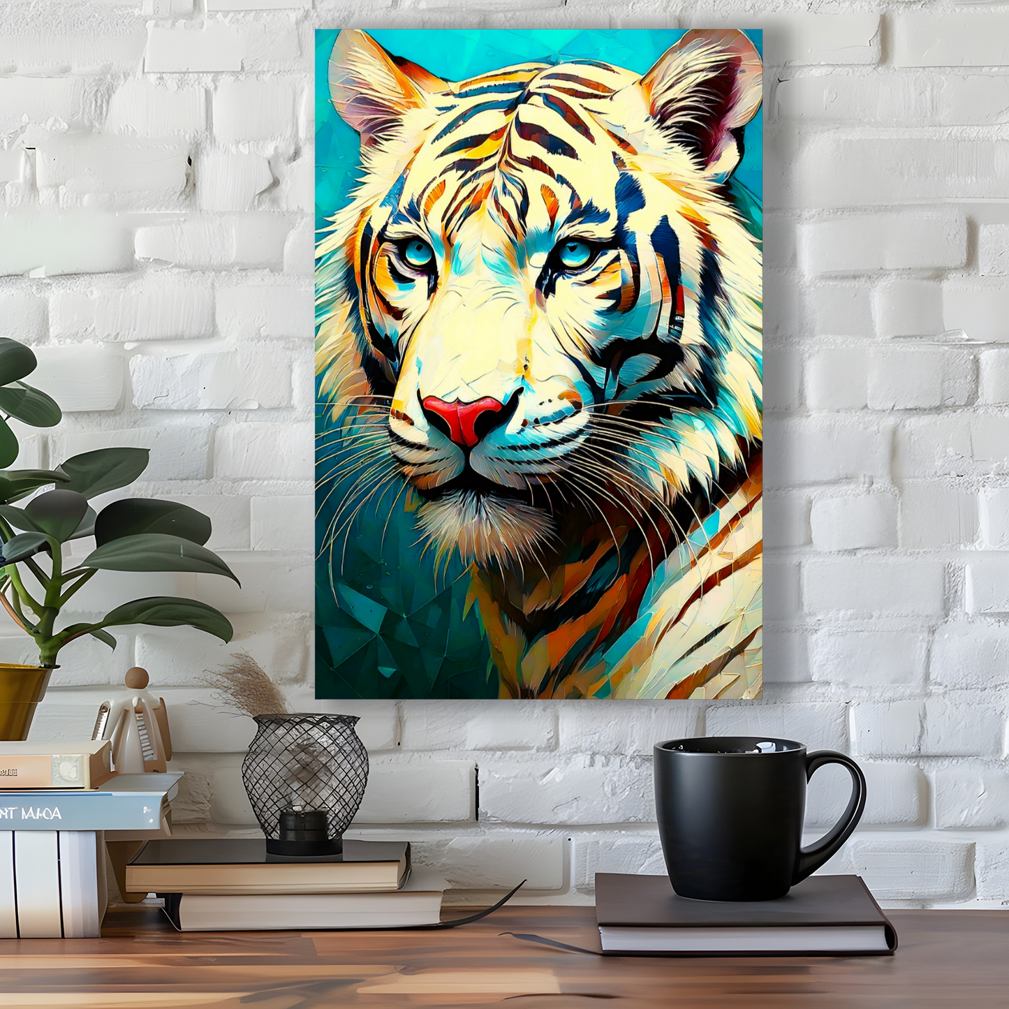 White Tiger Print No.1, Canvas Wall Art, Unique Image, Vivid Colours, Perfect Gift, Unique Wall Art, Art Is A gift For A Lifetime