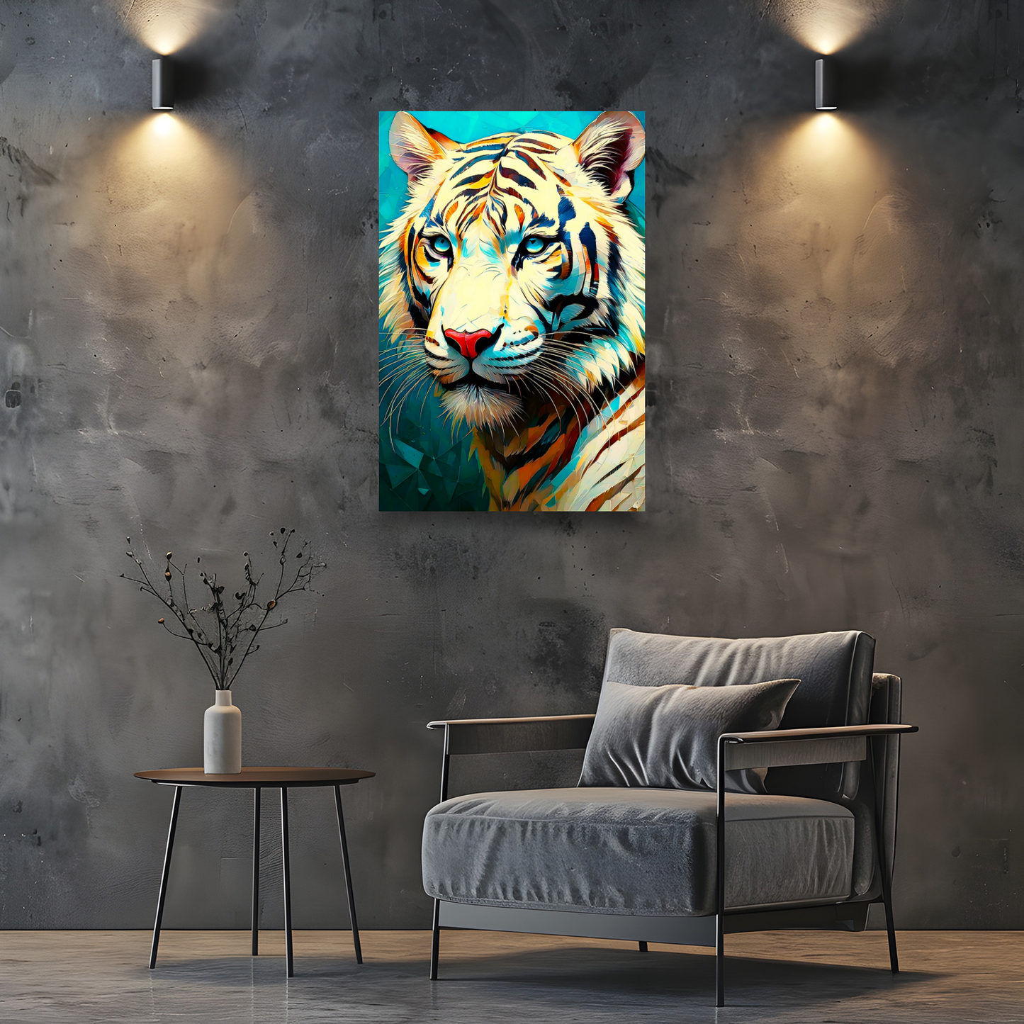 White Tiger Print No.1, Canvas Wall Art, Unique Image, Vivid Colours, Perfect Gift, Unique Wall Art, Art Is A gift For A Lifetime