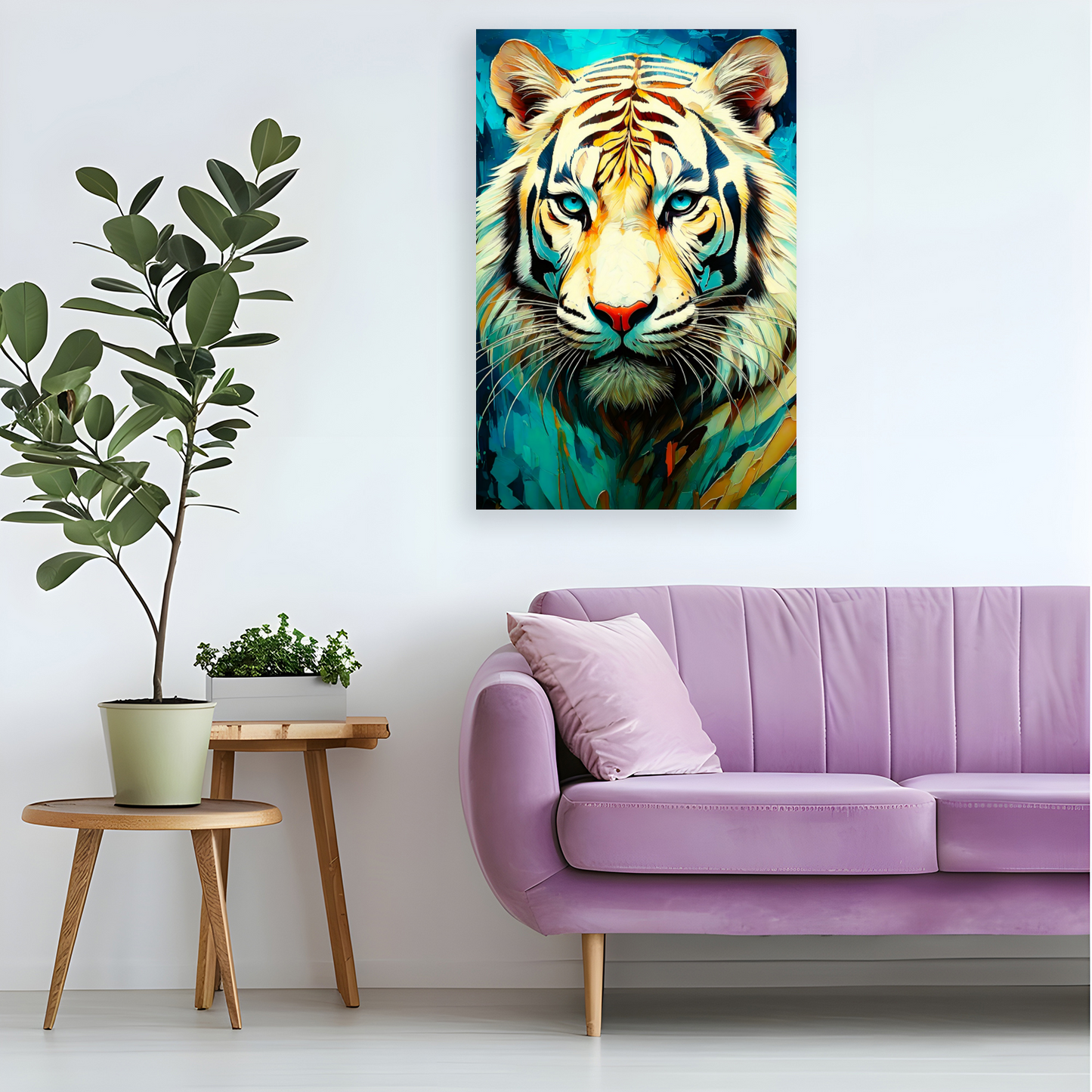 White Tiger Print No.1, Canvas Wall Art, Unique Image, Vivid Colours, Perfect Gift, Unique Wall Art, Art Is A gift For A Lifetime