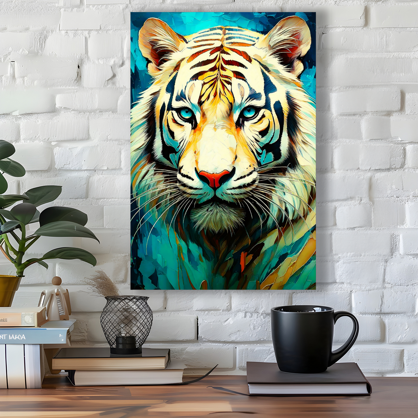 White Tiger Print No.1, Canvas Wall Art, Unique Image, Vivid Colours, Perfect Gift, Unique Wall Art, Art Is A gift For A Lifetime