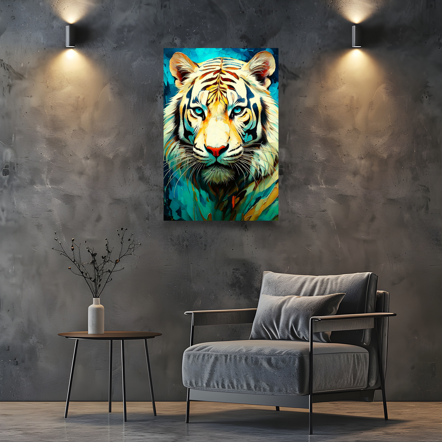 White Tiger Print No.1, Canvas Wall Art, Unique Image, Vivid Colours, Perfect Gift, Unique Wall Art, Art Is A gift For A Lifetime