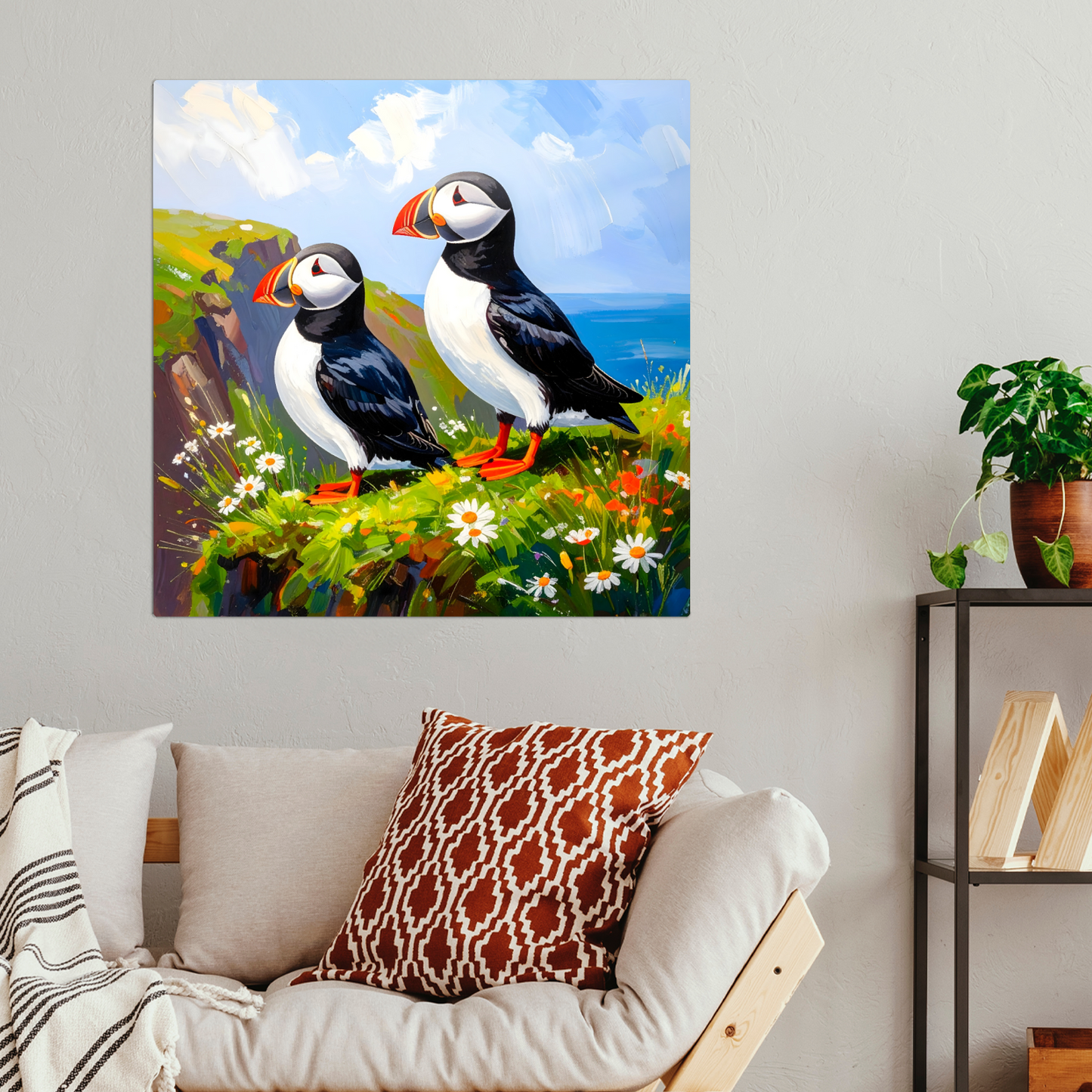 Puffins No.3, Printed On Steel, Unique Images, Vivid Colours, Ltd Editions, Great Gift Idea, Highly Detailed, A Gift To Last A Lifetime.