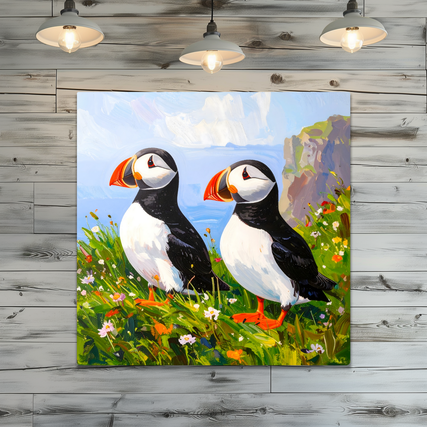 Puffins No.4, Printed On Steel, Unique Images, Vivid Colours, Ltd Editions, Great Gift Idea, Highly Detailed, A Gift To Last A Lifetime.