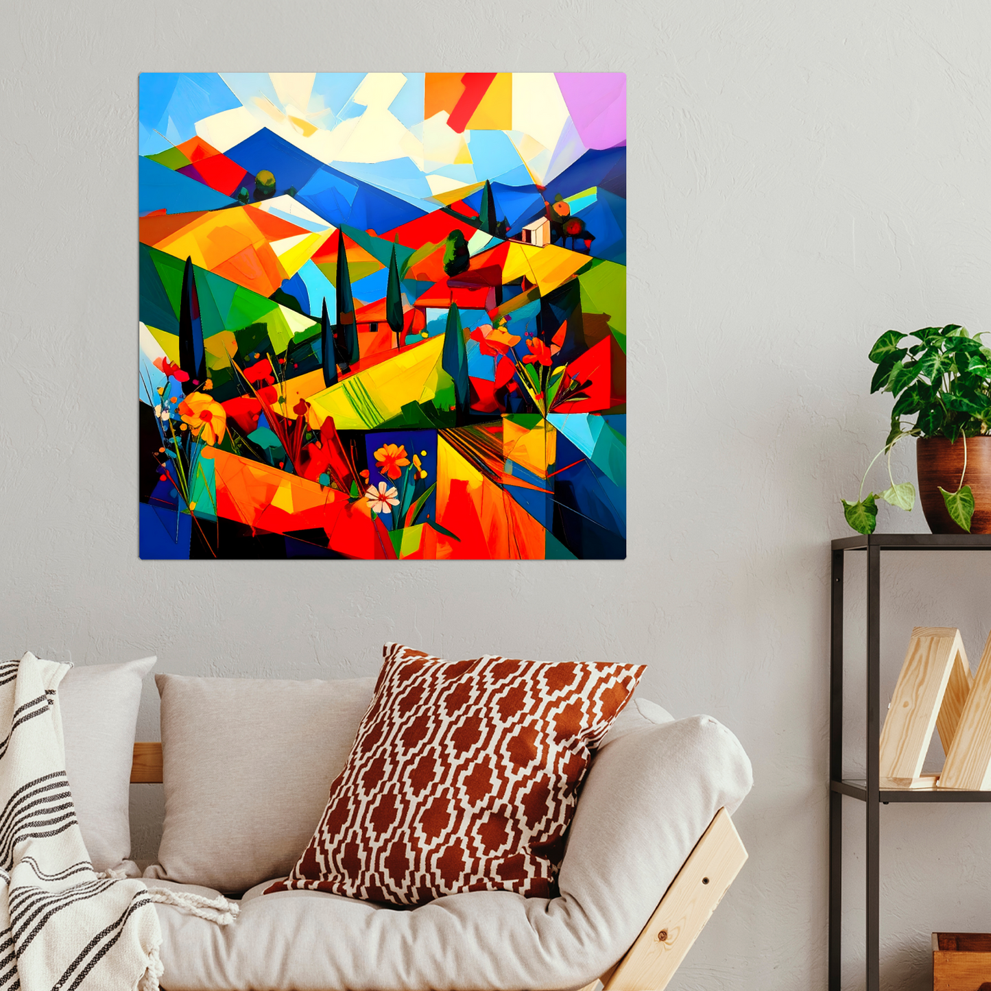 Picasso Style Landscape 1, Printed On Gloss Aluminium To Enhance Colour And Detail, Unique Gift That Will Lasts Forever...