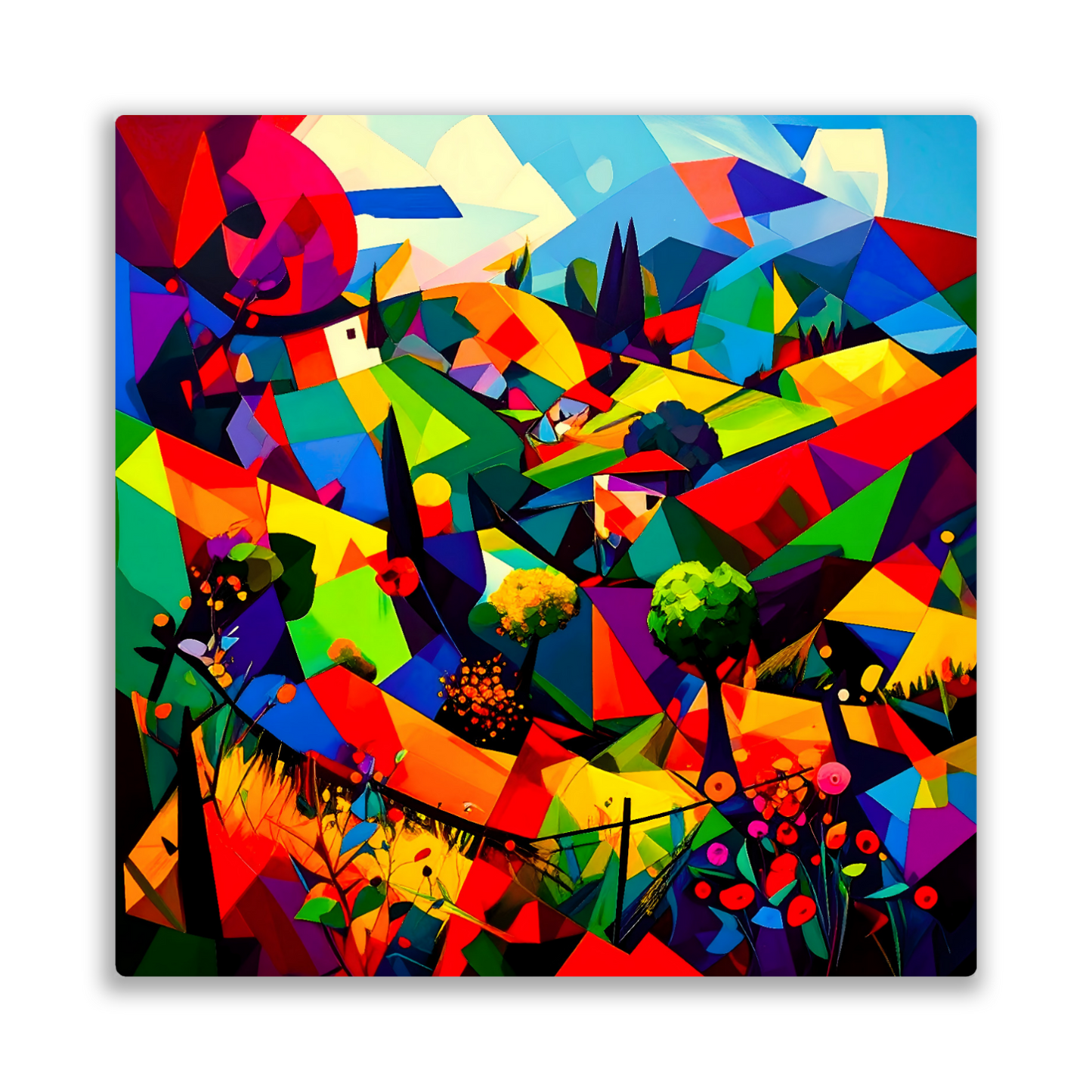 Picasso Style Landscape 2, Printed On Gloss Aluminium To Enhance Colour And Detail, A Unique Gift That Will Lasts Forever...