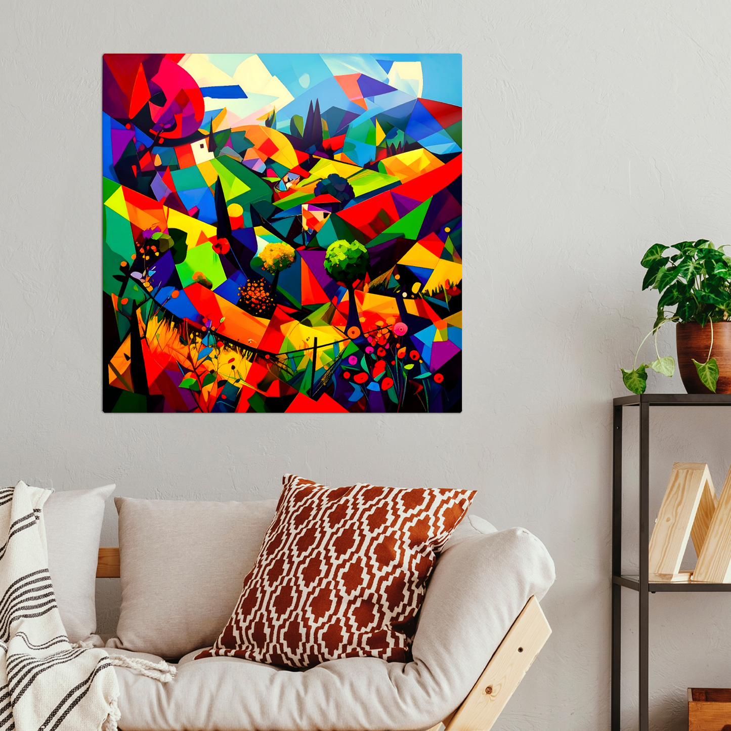 Picasso Style Landscape 2, Printed On Gloss Aluminium To Enhance Colour And Detail, A Unique Gift That Will Lasts Forever...
