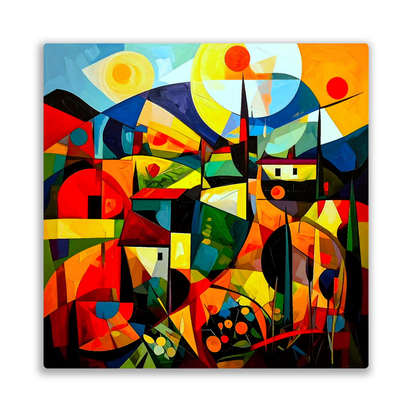 Picasso Style Landscape 3, Printed On Gloss Aluminium To Enhance Colour And Detail, A Unique Gift That Will Lasts Forever...