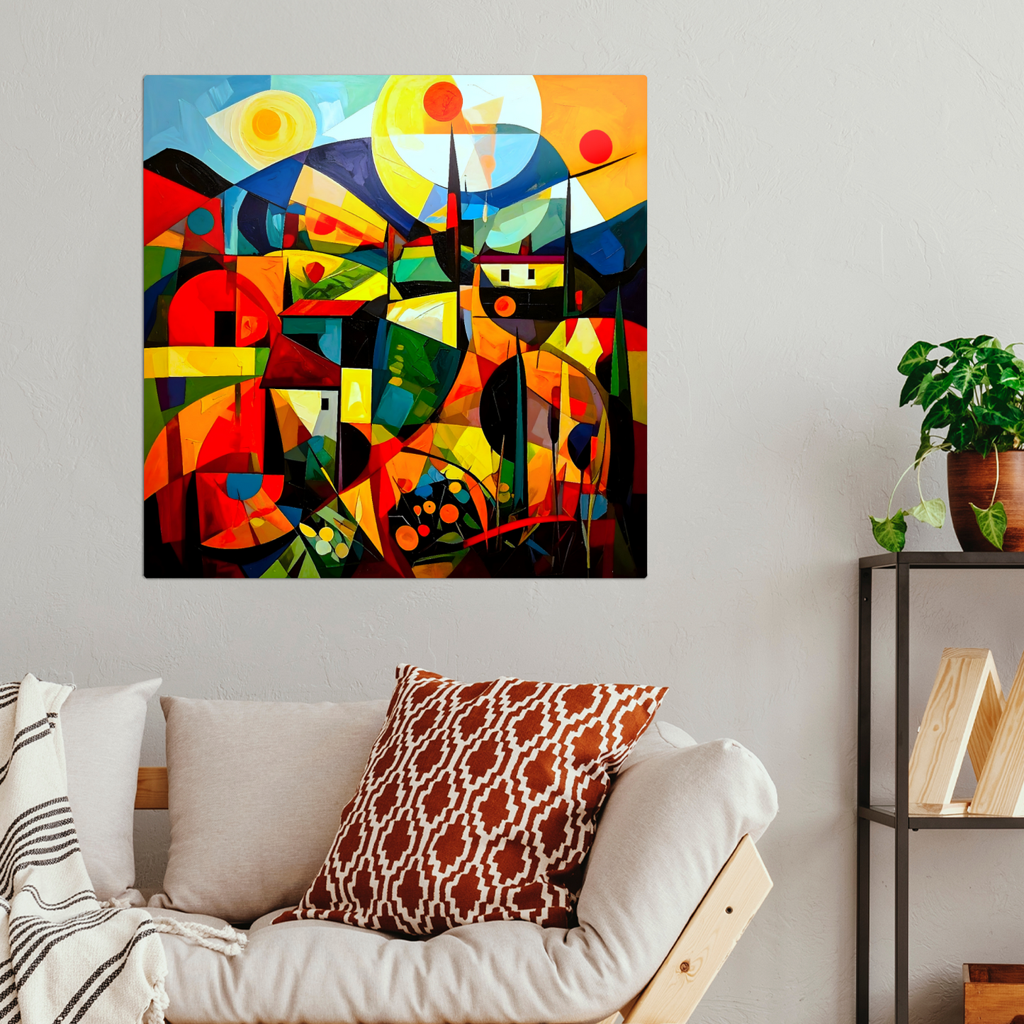 Picasso Style Landscape 3, Printed On Gloss Aluminium To Enhance Colour And Detail, A Unique Gift That Will Lasts Forever...