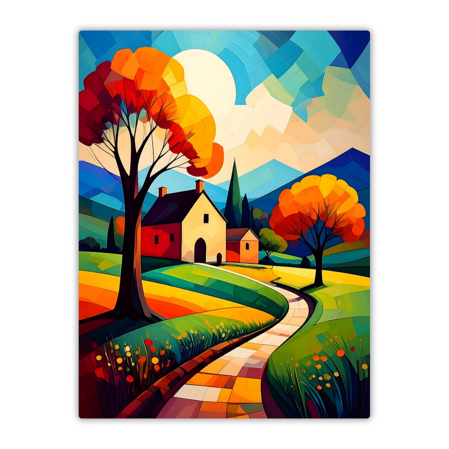 Cubist Landscape CL1, Printed on Gloss Aluminium To Enhance Colour And Details, Unique Images, A Gift To Last A Lifetime...