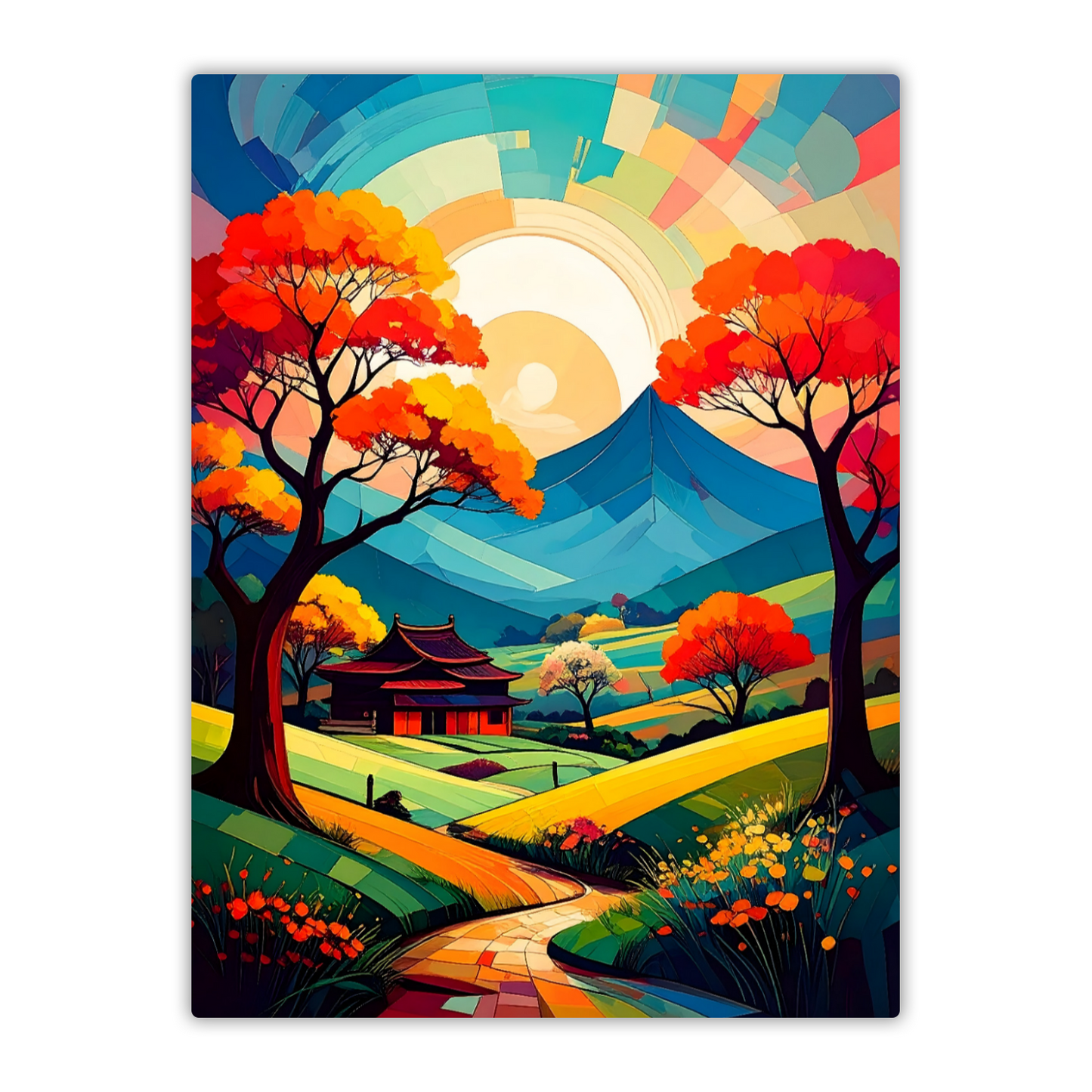 Cubist Landscape CL2, Printed On Gloss Aluminium To Enhance Colour And Details, Unique Images, A Gift To Last A Lifetime...